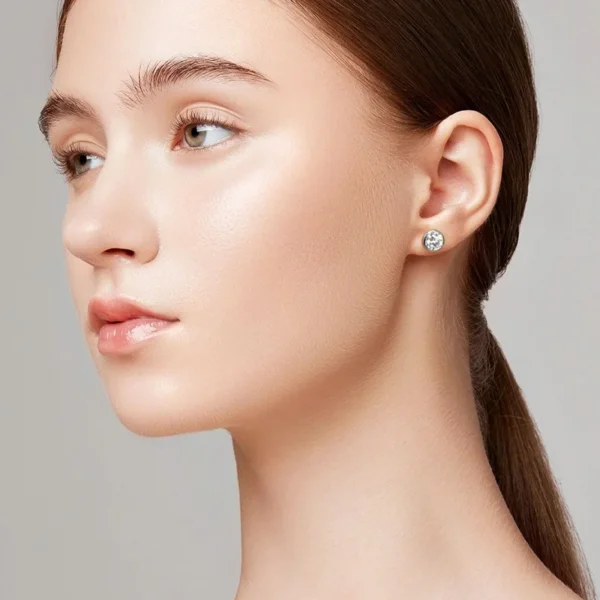 Moissanite Diamonds Round Earrings