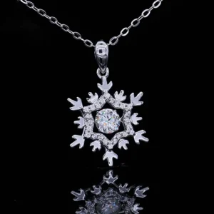 Dreamy Snowflake Fashion Moissanite Necklace For Women 925 Silver